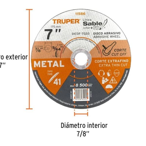DISCO CORTE EXTRAFINO 7 DICOF-7020 TRUPER